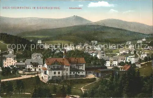 Krummhuebel im Riesengebirge mit Schneekoppe Kat. Polen