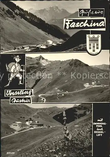 Faschina Panorama Gross Walstertal Wandern Alpen Wappen Kat. Fontanella