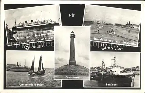 Ijmuiden Vuurtoren Zeesleper Strandgezicht Kat. Niederlande