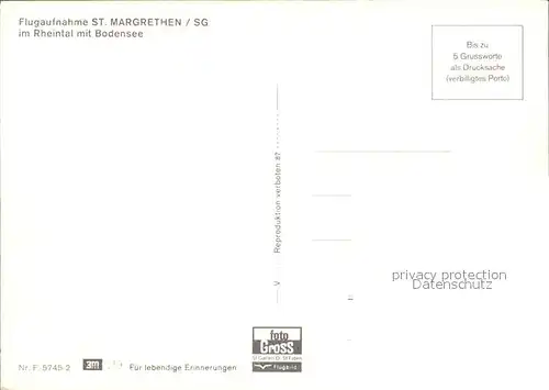St Margarethen SG im Rheintal mit Bodensee Fliegeraufnahme Kat. St Gallen SG