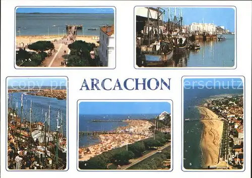 Arcachon Gironde La Jetee Thiers Le Port de Peche et de Plaisance La Plage Vue aerienne Front de Mer Kat. Arcachon