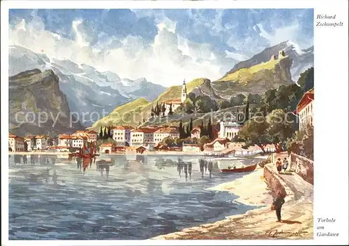 Torbole Lago di Garda Promenade am Gardasee Kuenstlerkarte Kat. Italien