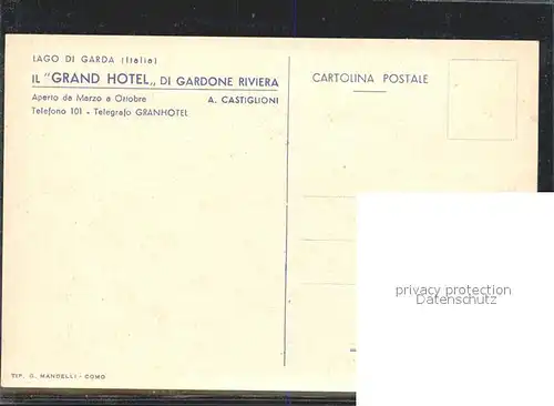 Gardone Riviera Lago di Garda Grand Hotel  Kat. Italien