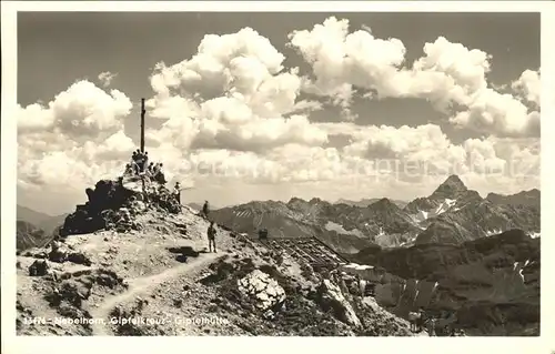 Nebelhorn Gipfelkreuz Gipfelhuette Kat. Oberstdorf