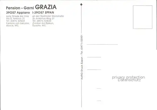 Appiano Pension Garni Grazia Aufenthalts und Gastraum Kat. Italien