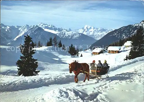 Wallis Valais Kanton Riederalp Bettmeralp Dom Matterhorn Weisshorn Pferdeschlitten Kat. Sion