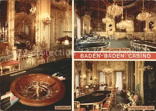 Baden Baden Casino Goldtisch Gr?ner Salon Pompadour Saal Kat. Baden Baden