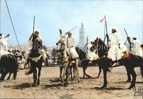 Sidi Moussa Fantansia am Moussem Reiter Araberpferde
