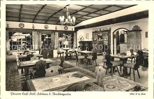 Schoenau Berchtesgaden Pension Cafe Stoll Gastraum Kat. Berchtesgaden