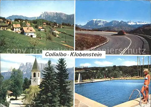 Klobenstein Ritten Ortsblick Bergstr Kirche Schwimmbad Kat. Renon Ritten Suedtirol