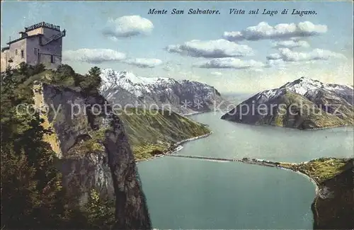 Monte San Salvatore Vista sul Lago di Lugano Monte Generoso San Giorgio e Ponte di Melide Kat. 