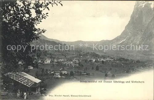 Grindelwald mit Gr Scheidegg und Wetterhorn Kat. Grindelwald