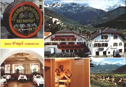 Schluderns Suedtirol Hotel Engel Weinfass Gastraum Sauna Panorama Kat. Sluderno Vinschgau