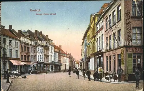 Kortrijk West Vlaanderen Lange sten straat Kat. Courtrai