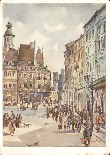 Warschau Masowien alter Markt Kuenstlerkarte Wilfried Nagel Kat. Warschau
