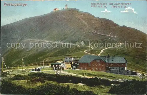 Riesengebirge Riesenbaude mit Schneekoppe Kat. Tschechische Republik