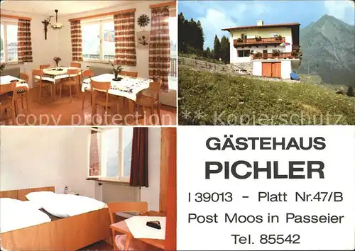 Passeier Passeyer Gaestehaus Pichler Gaststube Zimmer Kat. Suedtirol