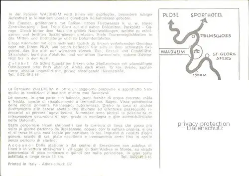 Brixen Suedtirol Gasthof Waldheim Pension Gastraum Sessellift Kat. Bressanone