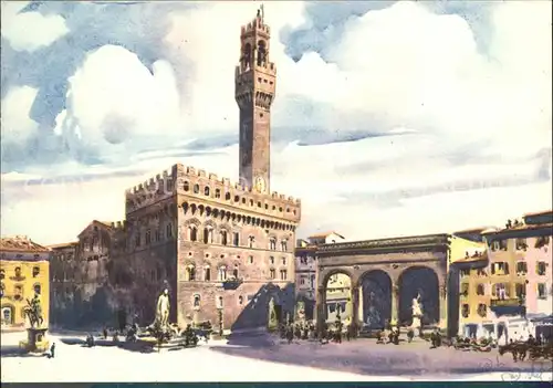 Firenze Toscana Piazza delle Signoria e Palazzo Vecchio Kat. Firenze