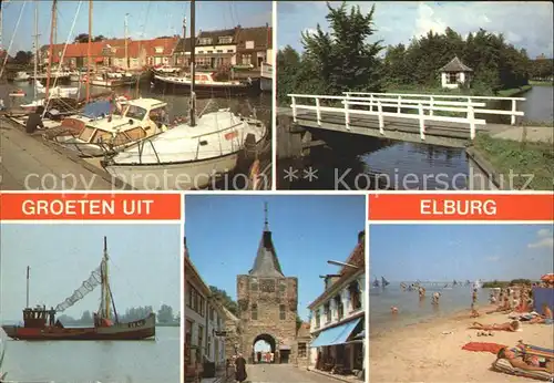 Elburg Hafen Bruecke Fischkutter Stadttor Strandpartie Kat. Niederlande