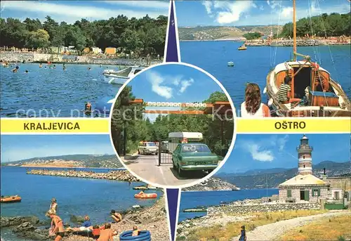 Kraljevica Portore Strand Bootspartie Camping Eingang Leuchtturm Kat. Kroatien
