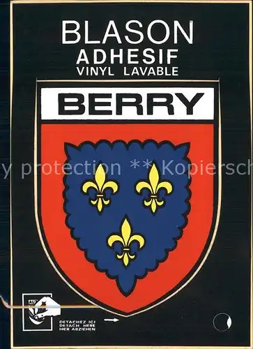 Berry Region Blason Adhesif Wappen Abziehkarte Kat. Bourges