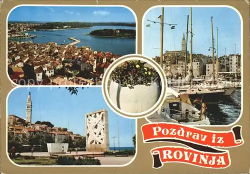 Rovinj Istrien Panorama Hafen Segelschiff Denkmal Kat. Hrvatska