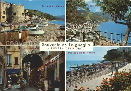 Laigueglia  Torrione e spiaggia Panorama Passeggiata di Ponente Kat. Savona