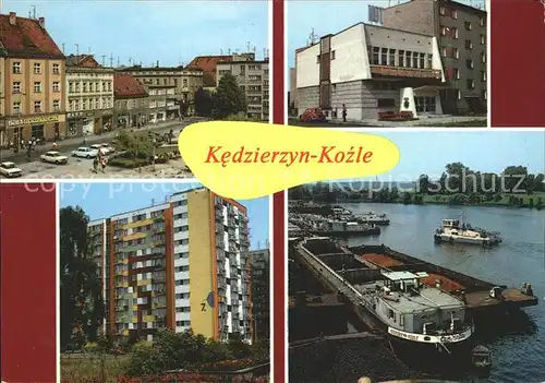 Kedzierzyn Kozle Innenstadt Hochhaus Hafen Frachtkahn