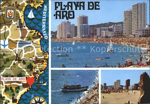 Playa de Aro Cataluna Strand Hotels Landkarte Kat. Baix Emporda