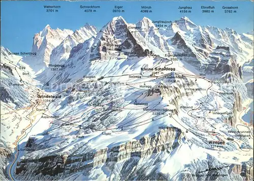 Wengen BE Skigebiet Jungfraugebiet Kleine Scheidegg Berner Alpen Kat. Wengen