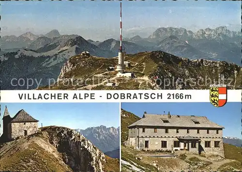 Dobratsch Kaernten Villacher Alpe Berghaus gegen Karnische Alpen Sendeturm Kat. Oesterreich