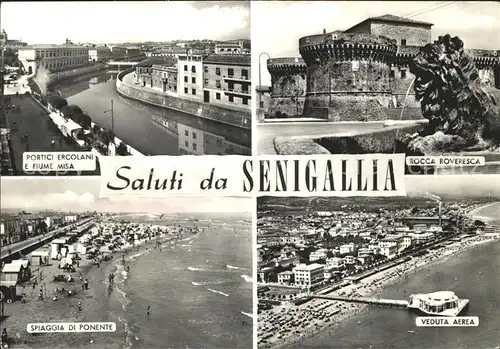 Senigallia Portici Ercolani e Fiume Misa Rocca Roveresca Spiaggia di Ponente Veduta Aerea Kat. Italien
