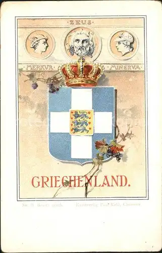 Griechenland Greece Merkur Zeus Minerva Wappen Kat. Griechenland