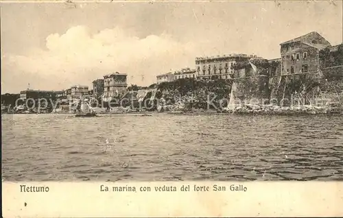 Nettuno La marina con veduta del forte San Gallo Kat. Italien