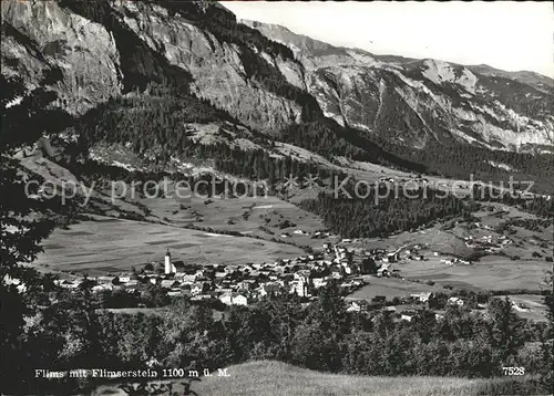 Flims GR Panorama mit Flimserstein Alpen Kat. Flims Dorf
