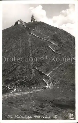 Schneekoppe Snezka mit Schneekoppenbaude Kat. Riesengebirge Krkonose