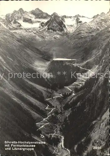 Silvretta Hochalpenstrasse mit Fermuntstausee und Litznergruppe Kat. Gaschurn