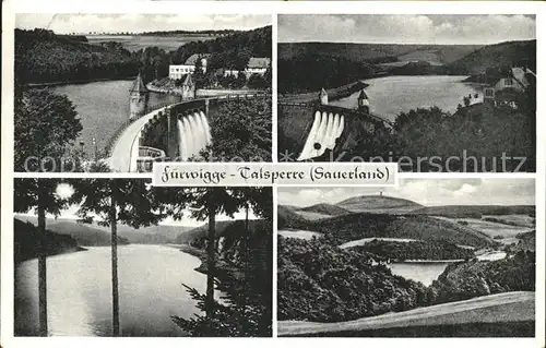 Fuerwiggetalsperre mit Staumauer und Stausee / Meinerzhagen /Maerkischer Kreis LKR