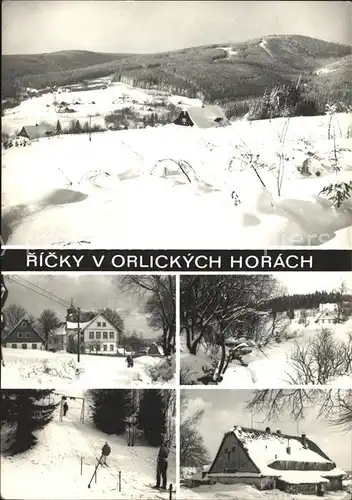 Orlicke Hory Ricky Pohled se Zakletym Zakladni devitileta skola Lyzarsky vlek Kat. Tschechische Republik