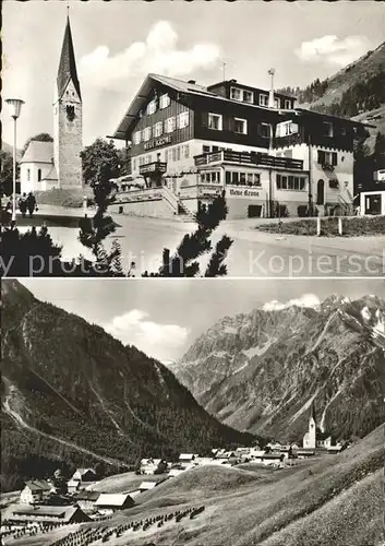 Mittelberg Kleinwalsertal Hotel Pension Neue Krone Kirche Totalansicht Kat. Oesterreich