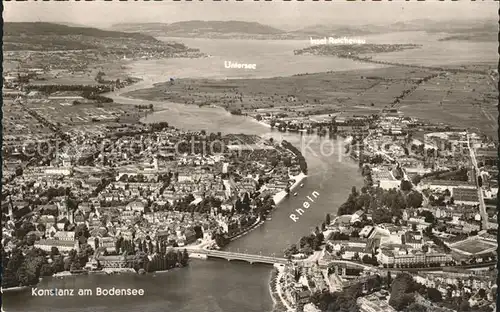 Konstanz Bodensee Fliegeraufnahme mit Rehin Kat. Konstanz