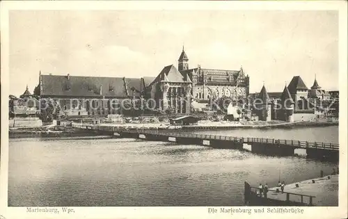 Marienburg Westpreussen Burg mit Schiffsbruecke Kat. Malbork Polen