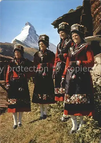 Zermatt VS Trachtengruppe mit Matterhorn Kat. Zermatt