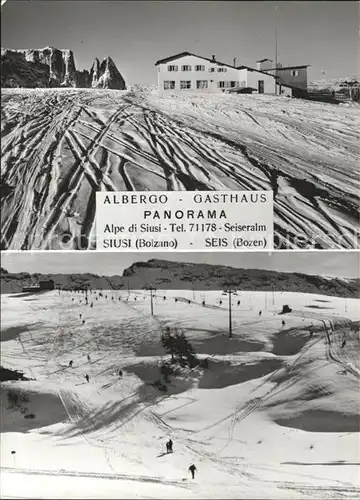 Siusi allo Sciliar Gasthaus Panorama Skispuren  Kat. Seis am Schlern Kastelruth Suedtirol