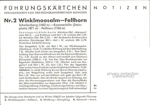 Winklmoos Winkelmoos Kammerkoehr Almen Durchkaser Almen Loferer Fellhorn Fuehrungskarte  Kat. Reit im Winkl