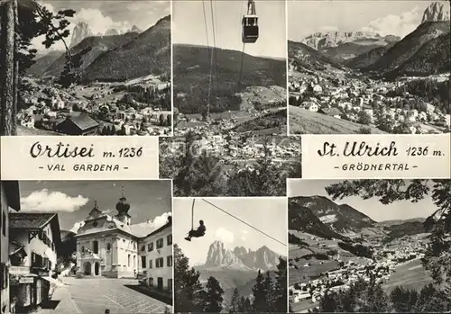 St Ulrich Groeden Tirol Panorama Groednertal Strassenpartie Seilbahn Sessellift Total Kat. Salten Schlern