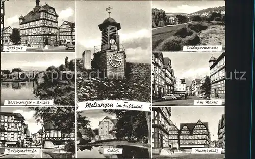 Melsungen Fulda Rathaus Barenwetzer Bruecke Brueckenstr Schloss Fuldapromenade Marktplatz Kat. Melsungen