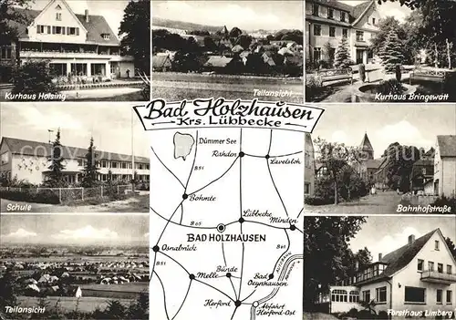 Bad Holzhausen Luebbecke Kurhaeuser Holsing und Bringewatt Schule Bahnhofstr Teilansichten Forsthaus Limberg Lageplatz Kat. Preussisch Oldendorf