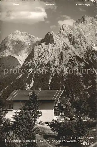 St Anton Kranzberg Haus Huber mit Karwendelgebirge Kat. Garmisch Partenkirchen